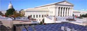 Solar panels on a church rooftop. Photo Credit: DC SUN