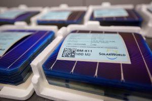 Solar panel cells are seen in the production process at the SolarWorld solar panel factory in Hillsboro, Oregon, U.S., January 15, 2018.  REUTERS/Natalie Behring