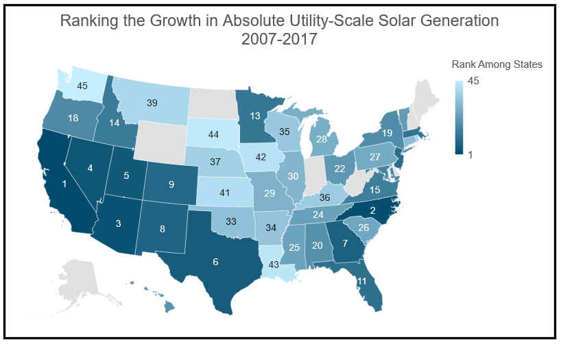 solar generation, solar power, map. United States